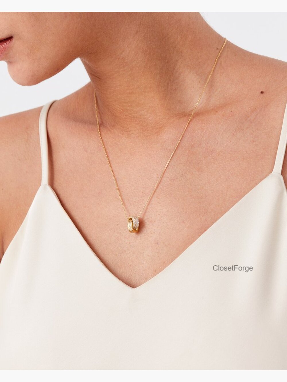 14K Gold Plated Cubic Zirconia Dainty Pendant Necklace, Minimalist Daily Wear - Picture 7 of 7